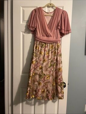 Kiyonna Dusty Pink Floral Embroidered Midi Dress